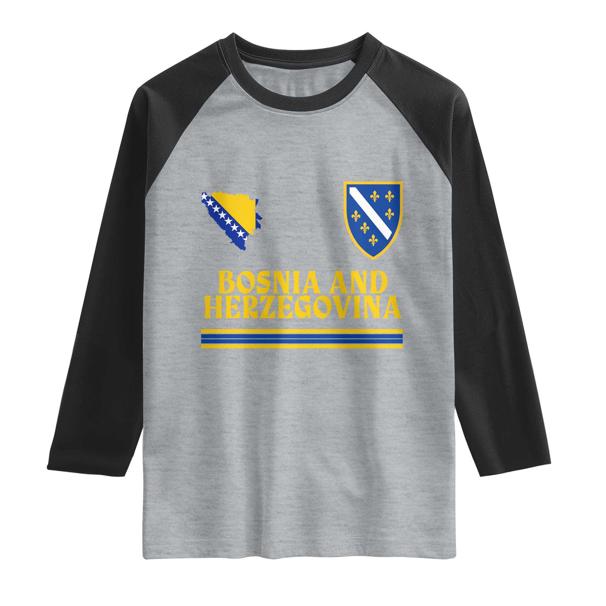 Bosnia Herzegovina Soccer Jersey Style Raglan Shirt Country Map Heritage Football Fan