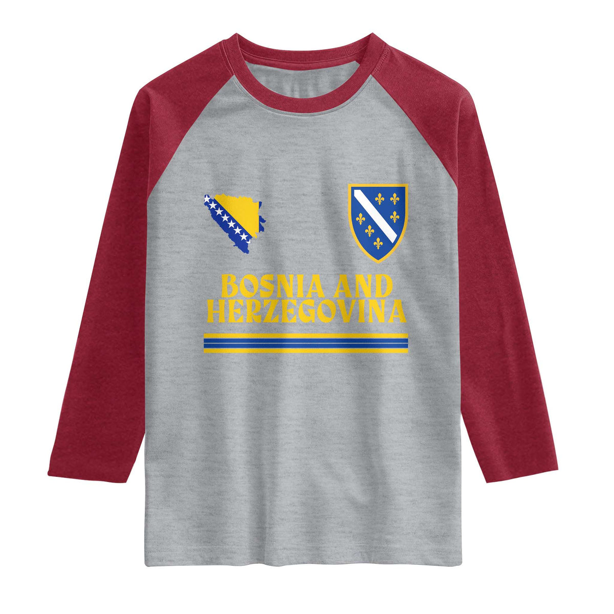 Bosnia Herzegovina Soccer Jersey Style Raglan Shirt Country Map Heritage Football Fan