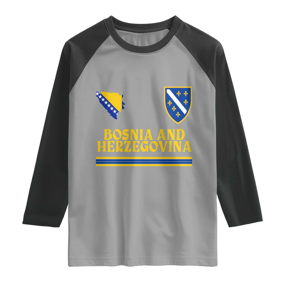 Bosnia Herzegovina Soccer Jersey Style Raglan Shirt Country Map Heritage Football Fan