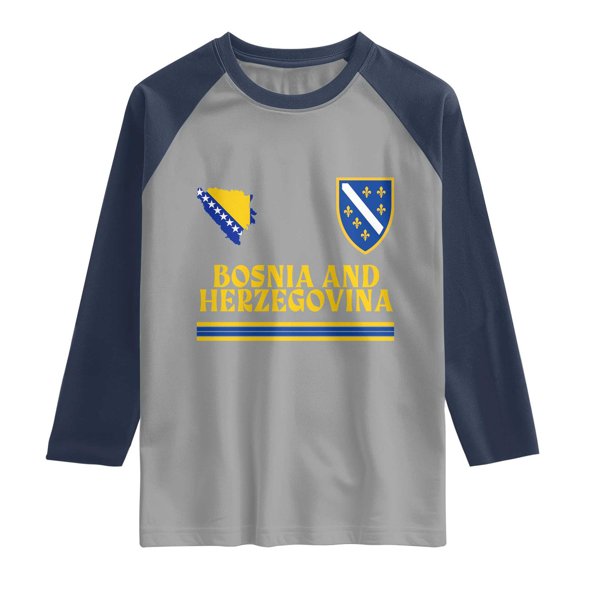 Bosnia Herzegovina Soccer Jersey Style Raglan Shirt Country Map Heritage Football Fan