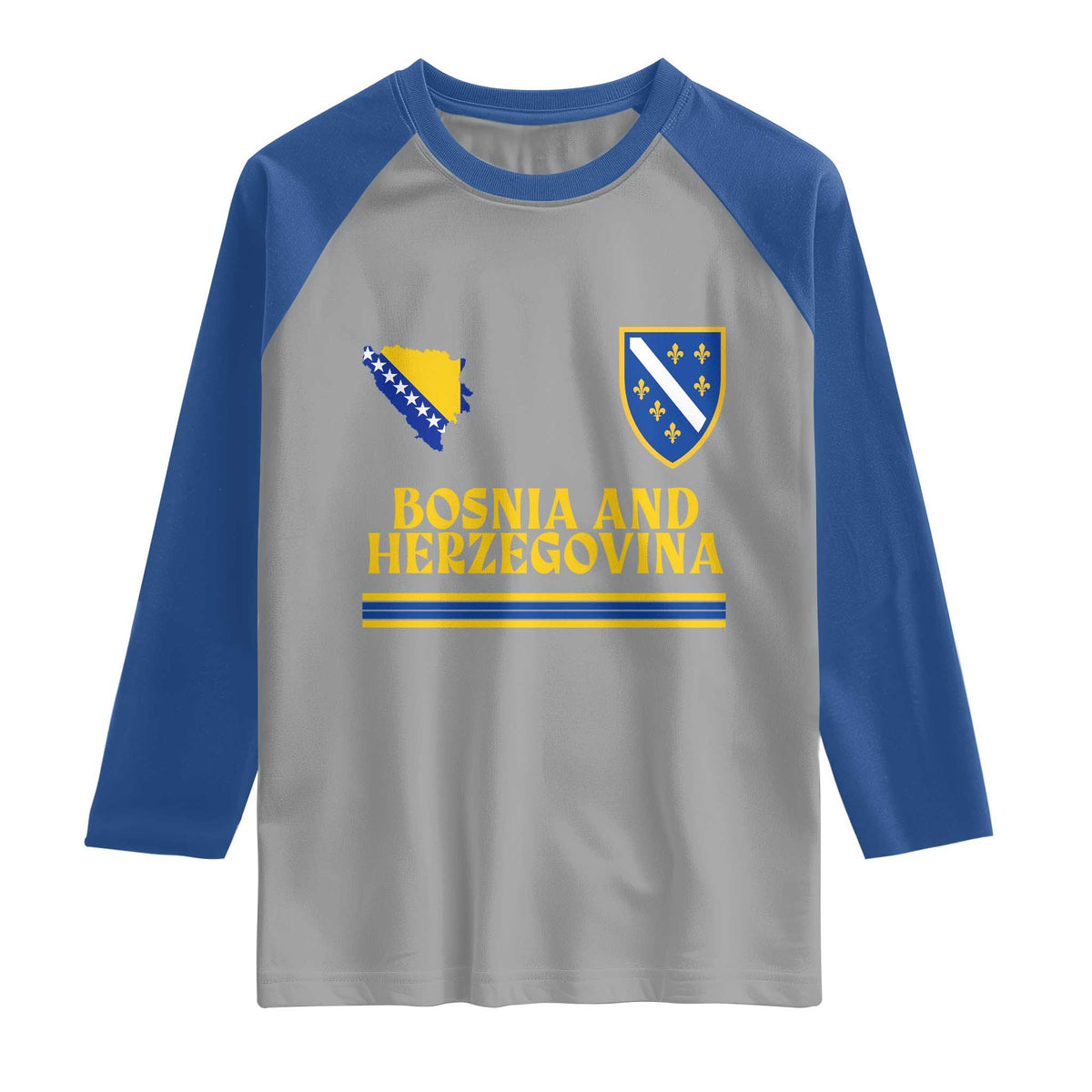 Bosnia Herzegovina Soccer Jersey Style Raglan Shirt Country Map Heritage Football Fan