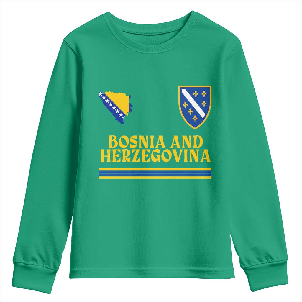 Bosnia Herzegovina Soccer Jersey Style Youth Sweatshirt Country Map Heritage Football Fan