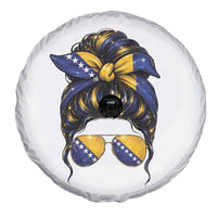 Bosnian Girl Messy Bun Flag Bandana Woman Graphic Spare Tire Cover Bosnia Herzegovina Pride