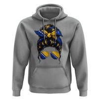 Bosnian Girl Messy Bun Flag Bandana Woman Graphic Hoodie Bosnia Herzegovina Pride