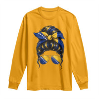 Bosnian Girl Messy Bun Flag Bandana Woman Graphic Long Sleeve Shirt Bosnia Herzegovina Pride