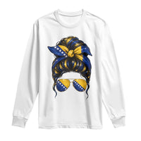 Bosnian Girl Messy Bun Flag Bandana Woman Graphic Long Sleeve Shirt Bosnia Herzegovina Pride