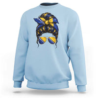 Bosnian Girl Messy Bun Flag Bandana Woman Graphic Sweatshirt Bosnia Herzegovina Pride