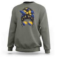 Bosnian Girl Messy Bun Flag Bandana Woman Graphic Sweatshirt Bosnia Herzegovina Pride