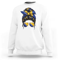 Bosnian Girl Messy Bun Flag Bandana Woman Graphic Sweatshirt Bosnia Herzegovina Pride
