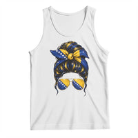 Bosnian Girl Messy Bun Flag Bandana Woman Graphic Tank Top Bosnia Herzegovina Pride