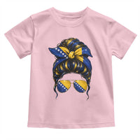 Bosnian Girl Messy Bun Flag Bandana Woman Graphic Toddler T Shirt Bosnia Herzegovina Pride