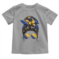 Bosnian Girl Messy Bun Flag Bandana Woman Graphic Toddler T Shirt Bosnia Herzegovina Pride