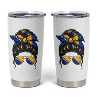 Bosnian Girl Messy Bun Flag Bandana Woman Graphic Tumbler Cup Bosnia Herzegovina Pride