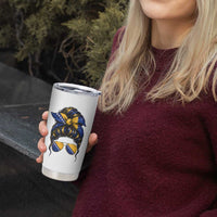 Bosnian Girl Messy Bun Flag Bandana Woman Graphic Tumbler Cup Bosnia Herzegovina Pride