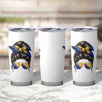 Bosnian Girl Messy Bun Flag Bandana Woman Graphic Tumbler Cup Bosnia Herzegovina Pride