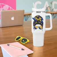 Bosnian Girl Messy Bun Flag Bandana Woman Graphic Tumbler With Handle Bosnia Herzegovina Pride