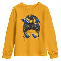 Bosnian Girl Messy Bun Flag Bandana Woman Graphic Youth Sweatshirt Bosnia Herzegovina Pride