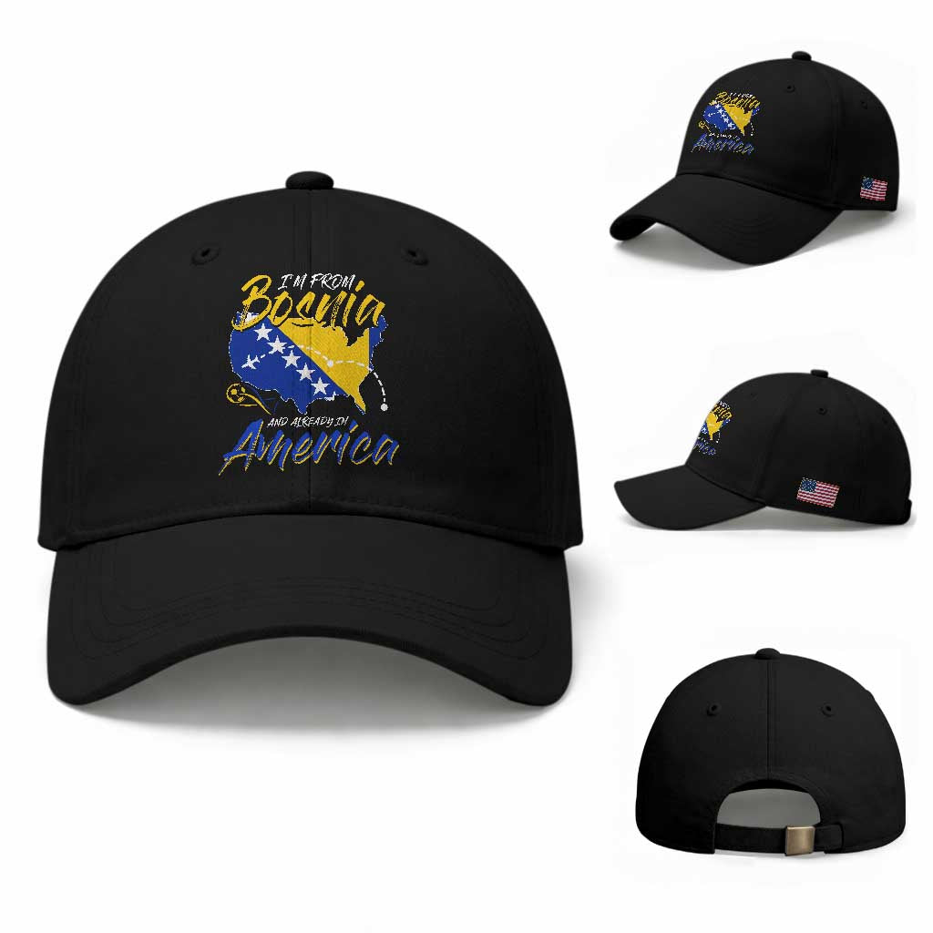 From Bosnia and Already in America Baseball Cap Bosnian Soccer Fan Travel Bosnia Herzegovina Pride