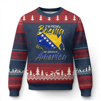 From Bosnia and Already in America Ugly Christmas Sweater Bosnian Soccer Fan Travel Bosnia Herzegovina Pride