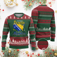 From Bosnia and Already in America Ugly Christmas Sweater Bosnian Soccer Fan Travel Bosnia Herzegovina Pride