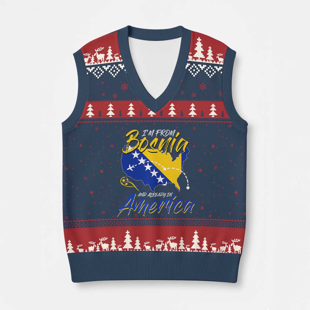From Bosnia and Already in America V-Neck Knit Sweater Vest Bosnian Soccer Fan Travel Bosnia Herzegovina Pride