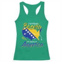From Bosnia and Already in America Racerback Tank Top Bosnian Soccer Fan Travel Bosnia Herzegovina Pride