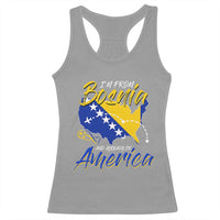 From Bosnia and Already in America Racerback Tank Top Bosnian Soccer Fan Travel Bosnia Herzegovina Pride