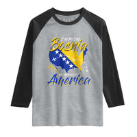 From Bosnia and Already in America Raglan Shirt Bosnian Soccer Fan Travel Bosnia Herzegovina Pride