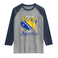 From Bosnia and Already in America Raglan Shirt Bosnian Soccer Fan Travel Bosnia Herzegovina Pride