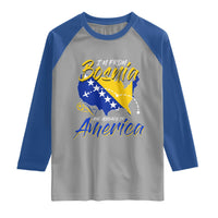 From Bosnia and Already in America Raglan Shirt Bosnian Soccer Fan Travel Bosnia Herzegovina Pride