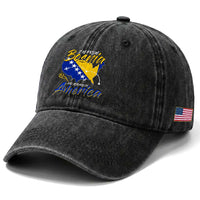 From Bosnia and Already in America Washed Cotton Baseball Cap Bosnian Soccer Fan Travel Bosnia Herzegovina Pride