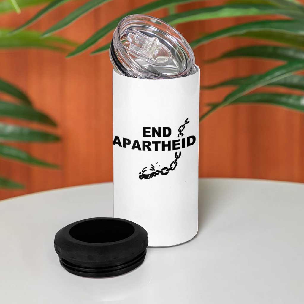 End Apartheid Human Rights 4 in 1 Can Cooler Tumbler Broken Chain Social Justice Activist