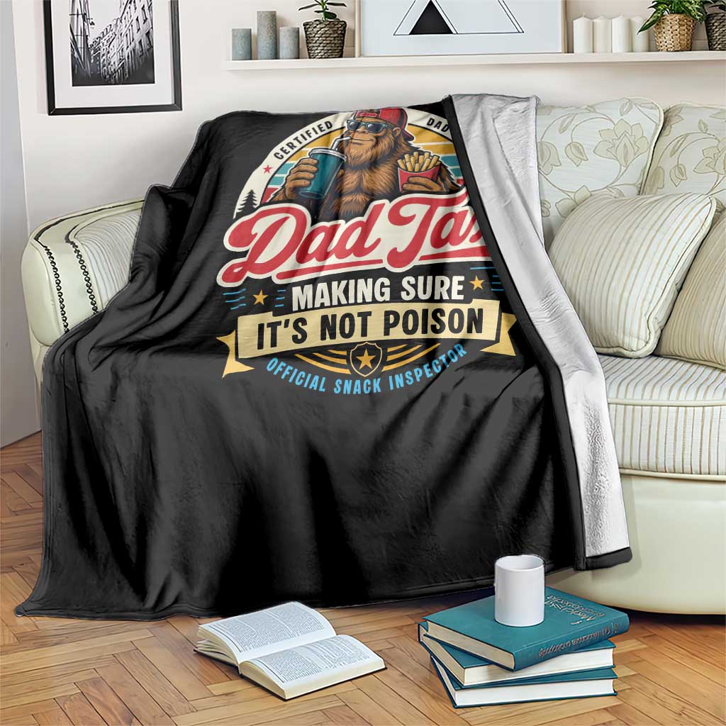 Funny Dad Tax Certified Dad Duty Bigfoot Throw Blanket Vintage Sasquatch Official Snack Inspector