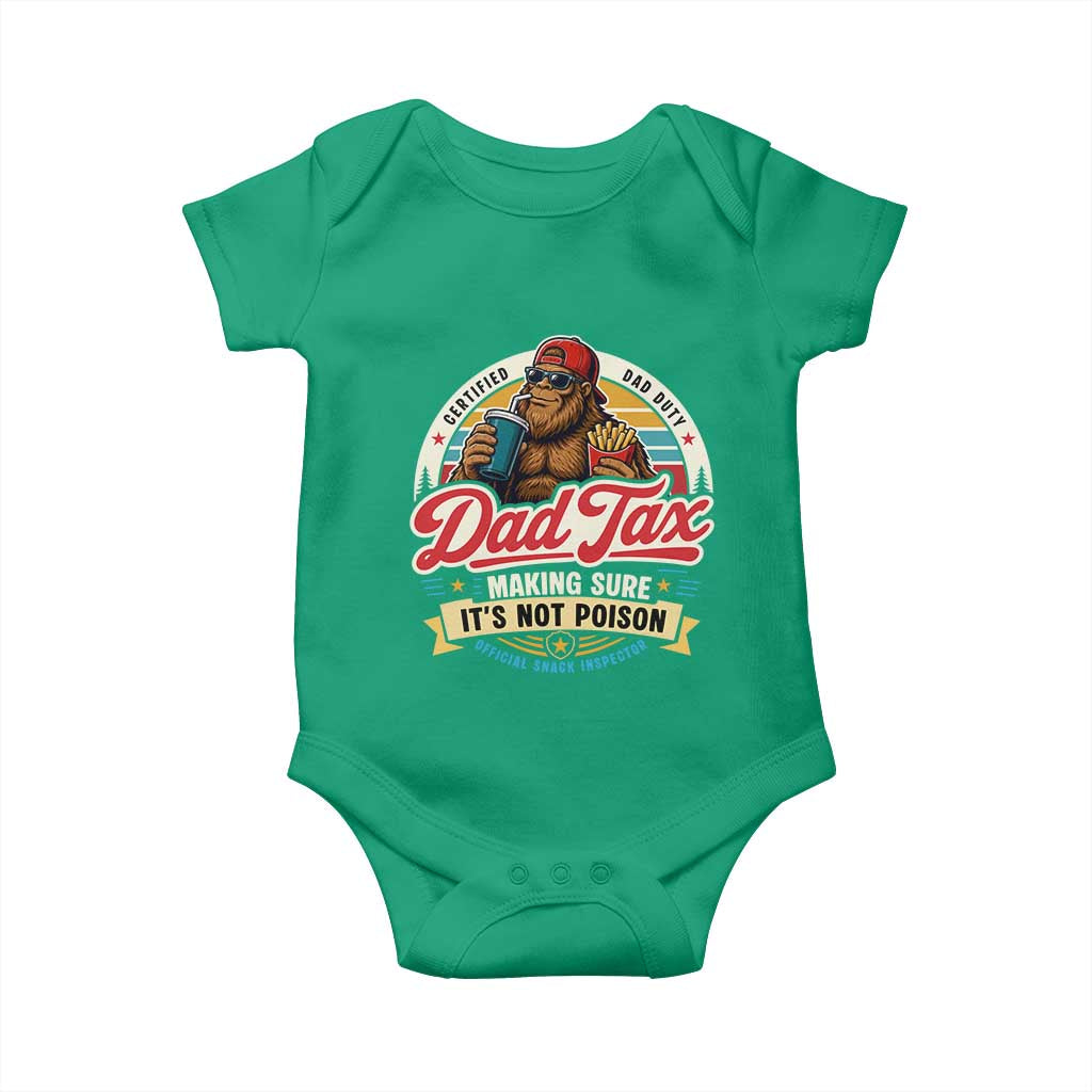 Funny Dad Tax Certified Dad Duty Bigfoot Baby Onesie Vintage Sasquatch Official Snack Inspector