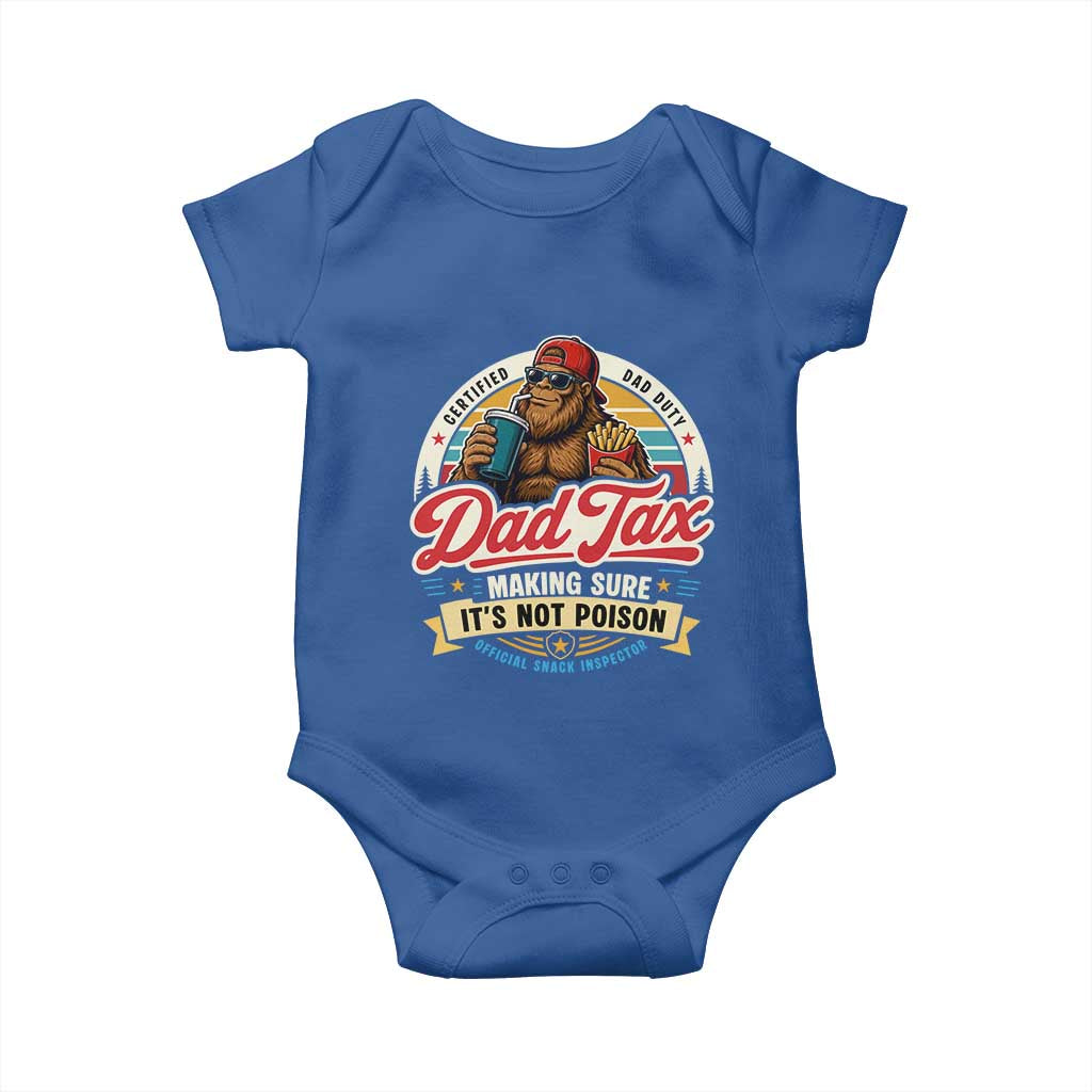 Funny Dad Tax Certified Dad Duty Bigfoot Baby Onesie Vintage Sasquatch Official Snack Inspector
