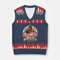 Funny Dad Tax Certified Dad Duty Bigfoot V-Neck Knit Sweater Vest Vintage Sasquatch Official Snack Inspector