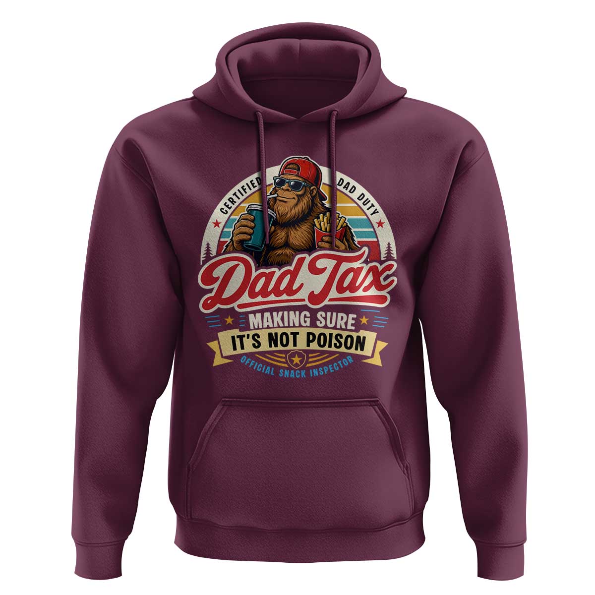 Funny Dad Tax Certified Dad Duty Bigfoot Hoodie Vintage Sasquatch Official Snack Inspector