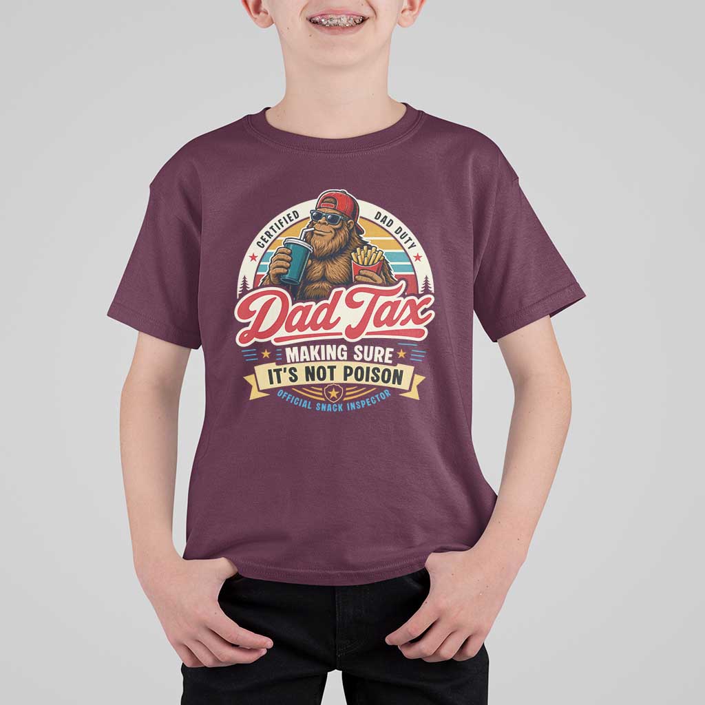 Funny Dad Tax Certified Dad Duty Bigfoot T Shirt For Kid Vintage Sasquatch Official Snack Inspector
