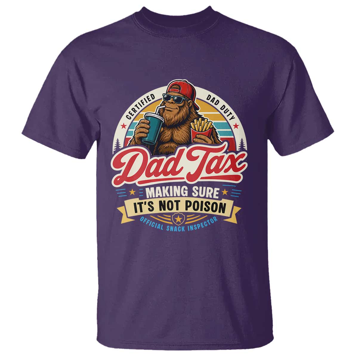 Funny Dad Tax Certified Dad Duty Bigfoot T Shirt Vintage Sasquatch Official Snack Inspector
