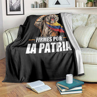 Firmes Por La Patria Colombian Pride Throw Blanket Roaring Saluting Tiger Patriotic Colombia Heritage Flag