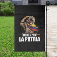 Firmes Por La Patria Colombian Pride Garden Flag Roaring Saluting Tiger Patriotic Colombia Heritage Flag