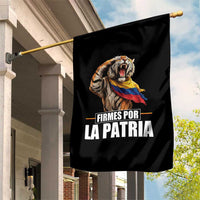 Firmes Por La Patria Colombian Pride Garden Flag Roaring Saluting Tiger Patriotic Colombia Heritage Flag