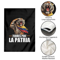 Firmes Por La Patria Colombian Pride Garden Flag Roaring Saluting Tiger Patriotic Colombia Heritage Flag
