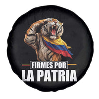 Firmes Por La Patria Colombian Pride Spare Tire Cover Roaring Saluting Tiger Patriotic Colombia Heritage Flag