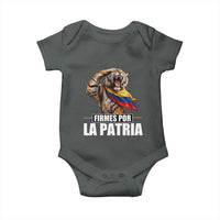 Firmes Por La Patria Colombian Pride Baby Onesie Roaring Saluting Tiger Patriotic Colombia Heritage Flag