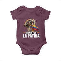 Firmes Por La Patria Colombian Pride Baby Onesie Roaring Saluting Tiger Patriotic Colombia Heritage Flag