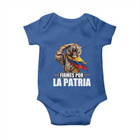 Firmes Por La Patria Colombian Pride Baby Onesie Roaring Saluting Tiger Patriotic Colombia Heritage Flag