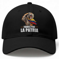 Firmes Por La Patria Colombian Pride Baseball Cap Roaring Saluting Tiger Patriotic Colombia Heritage Flag