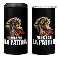 Firmes Por La Patria Colombian Pride 4 in 1 Can Cooler Tumbler Roaring Saluting Tiger Patriotic Colombia Heritage Flag