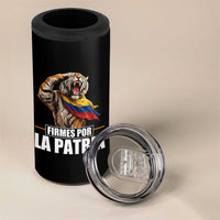 Firmes Por La Patria Colombian Pride 4 in 1 Can Cooler Tumbler Roaring Saluting Tiger Patriotic Colombia Heritage Flag